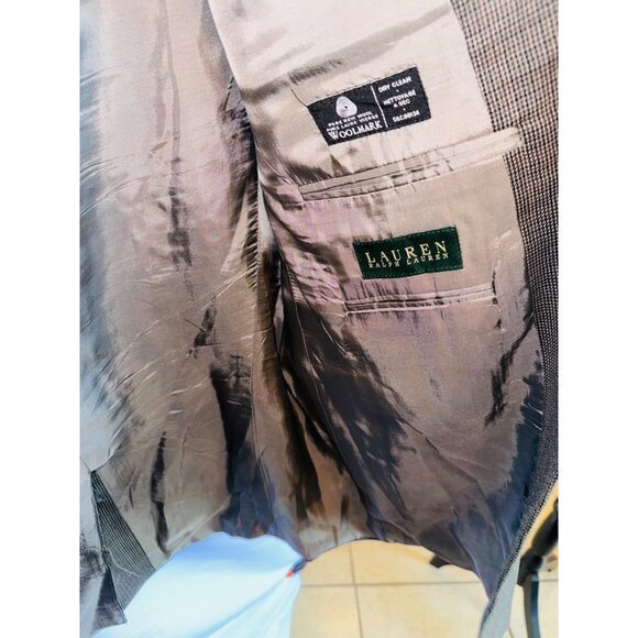 Ralph Lauren Mens 100% Wool Tweed Blazer Beige Brown Size 50R Big Tall Office - Picture 9 of 10